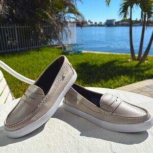 Cole Haan Grand OS Light Gold Penny Loafers